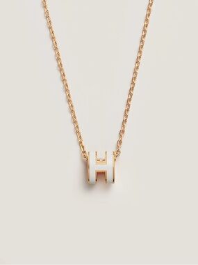 Brand New With box Hermès Mini Pop H Pendant (Yellow Gold/White)